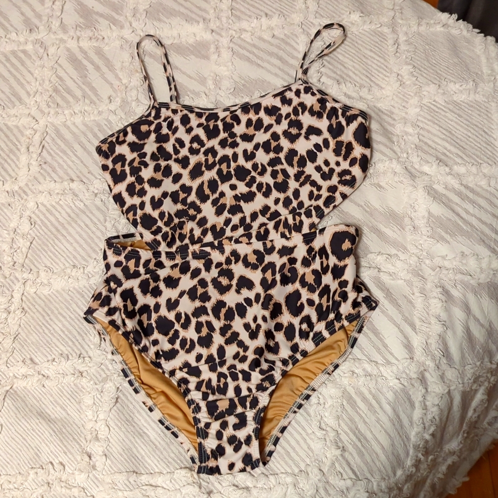 Old Navy Leopard print one piece with cut outs